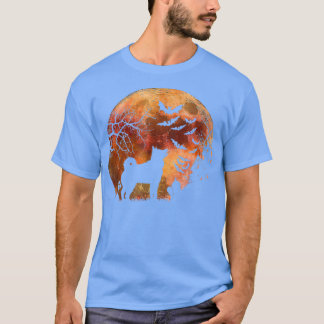 T-shirt Halloween Elkhound, Graves, Aquarelle Moon & Haun