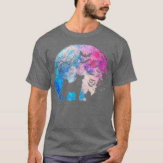 T-shirt Halloween Elkhound, Graves, Aquarelle Moon & Haun