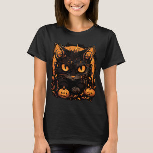 T-shirt Halloween envoûtant : Chat noir parmi les Citrouil