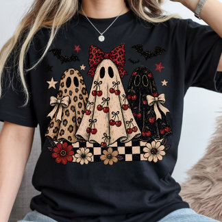 T-shirt Halloween | Fantôme de Citrouille Cerise Coquette