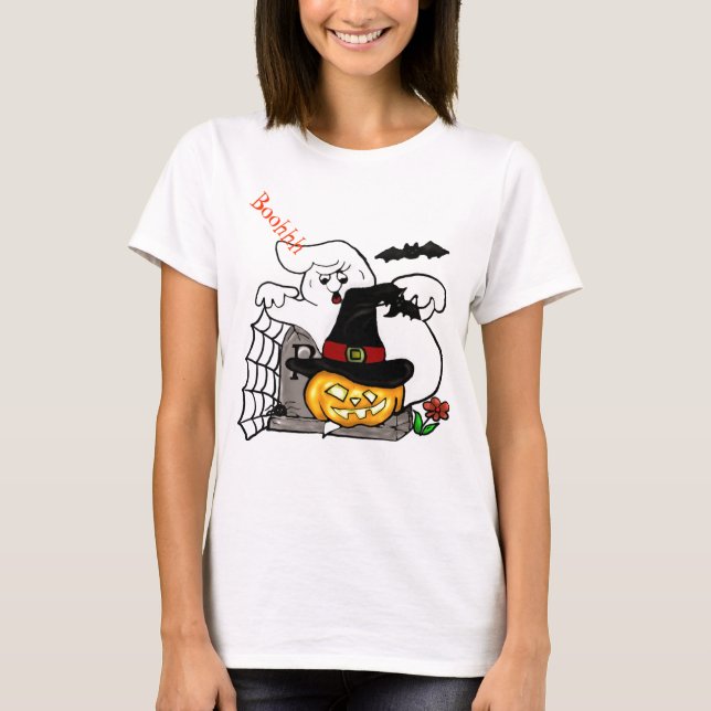 T-shirt Halloween fantôme Éffrayant et design citrouille (Devant)