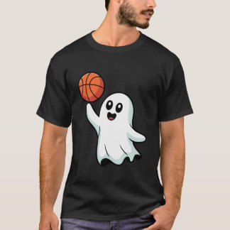T-shirt Halloween Fantôme Effrayant Jouant au Basketball p