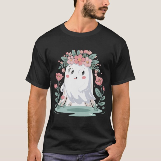 T-shirt Halloween Fantôme Floral Halloween Filles costumée (Devant)