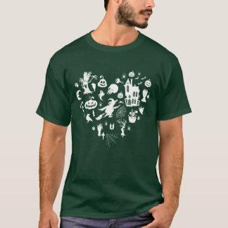 T-shirt Halloween fête Halloween Coeur Halloween ami Hallo