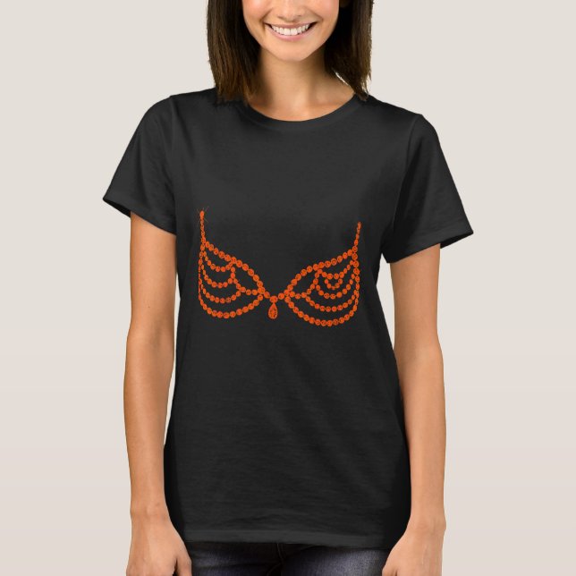 T-shirt Halloween Funny Showgirl Orange Crystal Bra Lazy C (Devant)