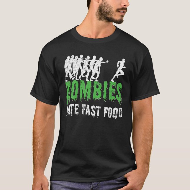 T-shirt Halloween Funny Zombies Hate Restauration rapide (Devant)