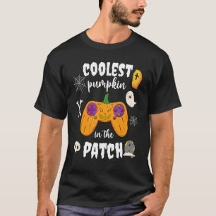 T-shirt Halloween Gamer Citrouille La Plus Cool Dans Le Pa