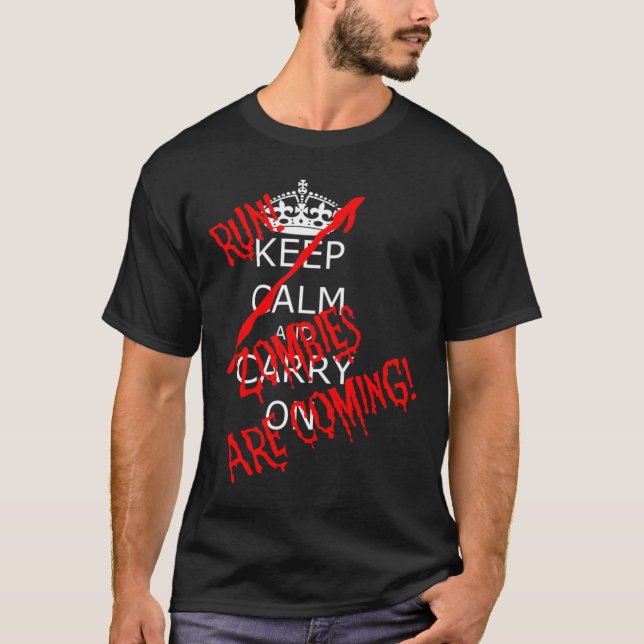 T-shirt Halloween Garder Calme Carrière Sur Run Zombies Co (Devant)