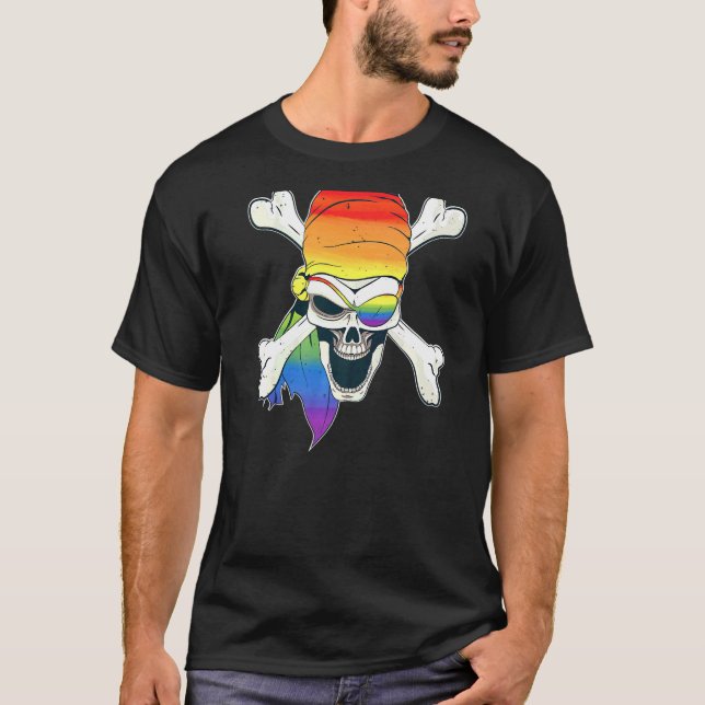 T-shirt Halloween Gay Butt Pirate Jolly roger d'horreur Ra (Devant)