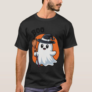 T-shirt Halloween Ghost avec WItches Broom
