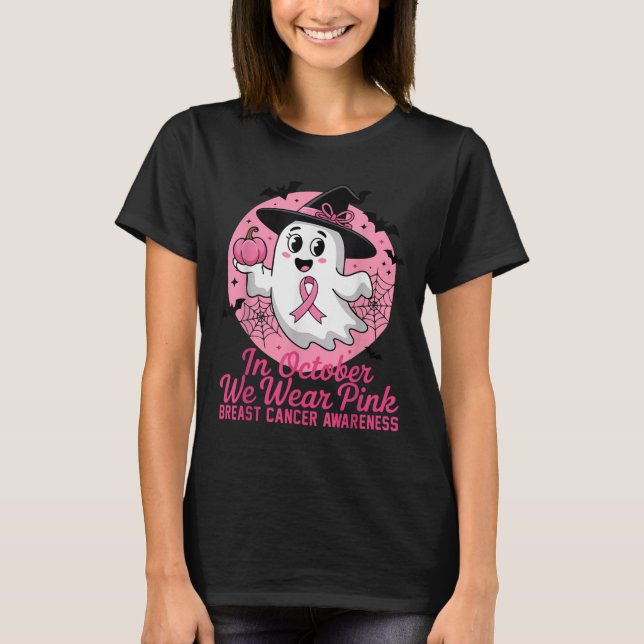 T-shirt Halloween Ghost En Octobre Nous Portons Nk Breast  (Devant)