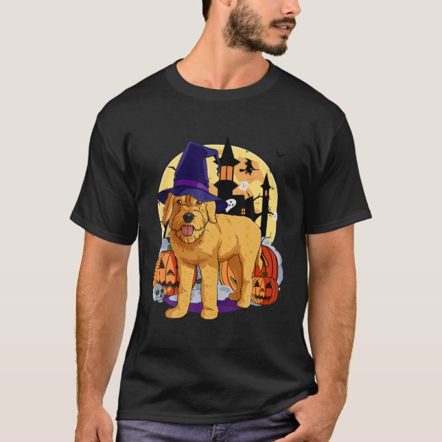 T-shirt Halloween Goldendoodle Citrouille sorcière Costum  (Devant)