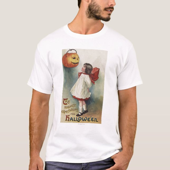 T-shirt Halloween GreetingGirl en rouge et blanc (Devant)