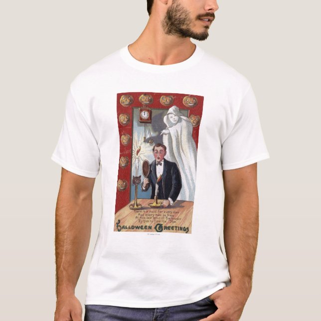 T-shirt Halloween GreetingMan et fantôme (Devant)