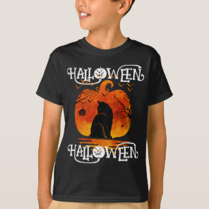 T-SHIRT HALLOWEEN HALLOWEEN CHAT CITROUILLE NOIR