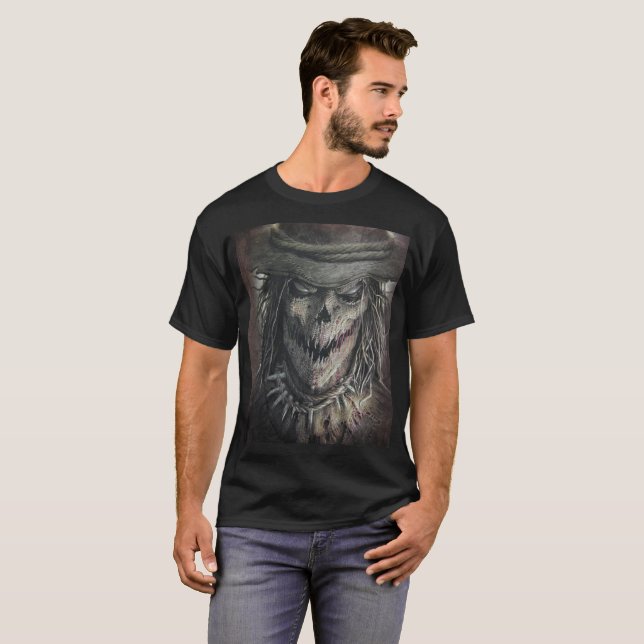 T-shirt Halloween Haunted Déplaisant Scarecrow Éffrayant (Devant entier)