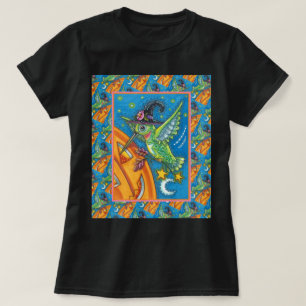 T-SHIRT HALLOWEEN HUMMINGBIRD & JACK-O'-LANTERN WHIMSY