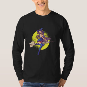 T-shirt Halloween I Dart Witch Dart Hot Woman Broom