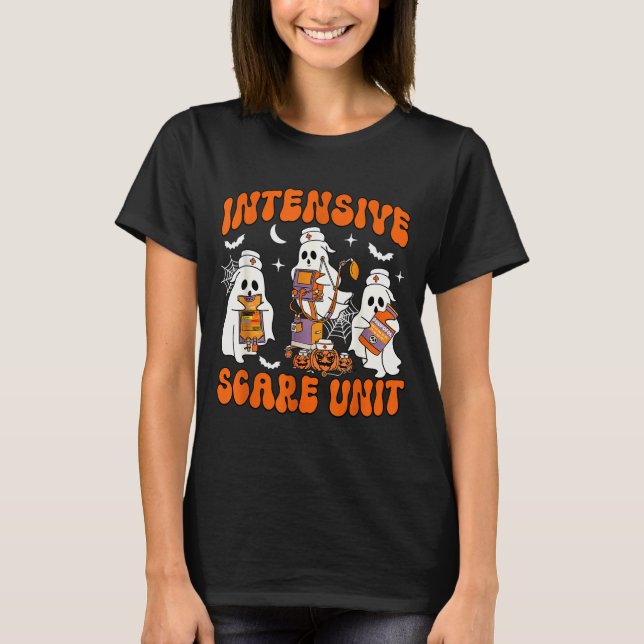 T-shirt Halloween Intensive Care E Unit Ghost Nurse Icu Nu (Devant)