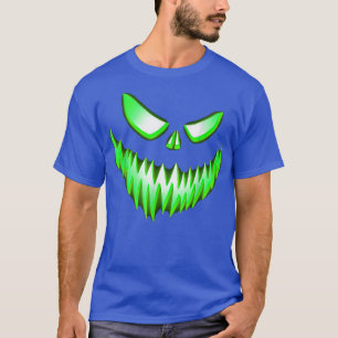 T-shirt Halloween Jack-o'-lantern à visage vert effrayant