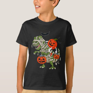 T-shirt Halloween Jack-o'-lantern équitation T Rex Garçons