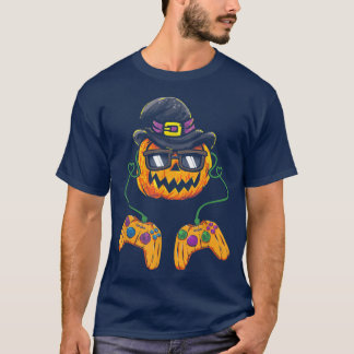 T-shirt Halloween Jack-o'-lantern Gamer Citrouille avec Ca