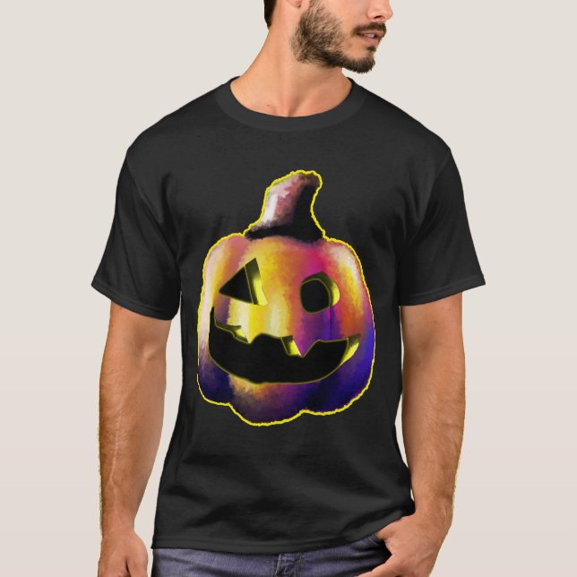 T-shirt Halloween Jack-O'-Lantern - Lumière en B (Devant)