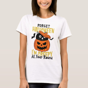 T-shirt Halloween Je suis Déplaisant Chat noir et Citrouil