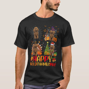 T-shirt Halloween Jouet de Noël Poodle Chien Hallothanksma