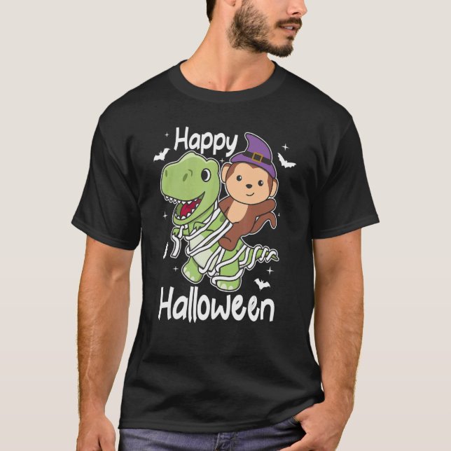 T-shirt Halloween joyeuse singe maman rex singe Halloween (Devant)