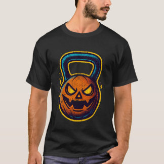 T-shirt Halloween Kettlebell Citrouille Old School 90