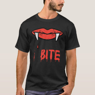 T-shirt Halloween Lèvres Vampire I Bite Fangs Costume Femm