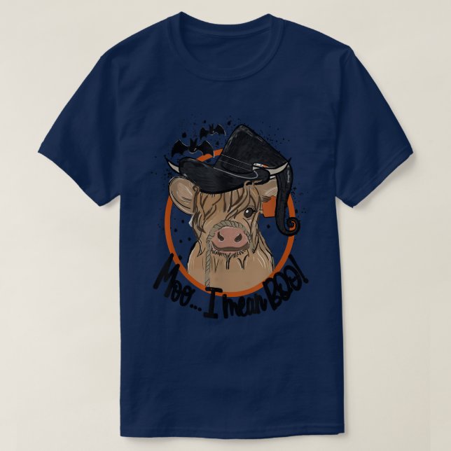 T-shirt Halloween Longhorn Vache Moo I Signifie Boo Vache  (Design devant)