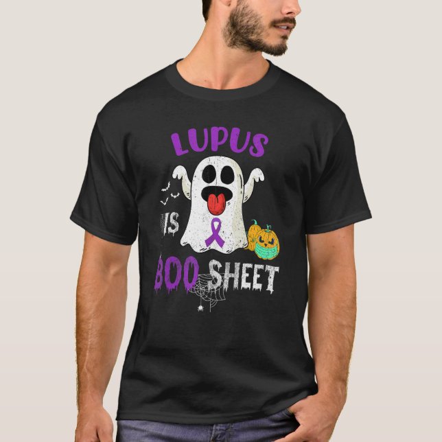 T-shirt Halloween Lupus Est Botte Feuille Purple Boos Ghos (Devant)