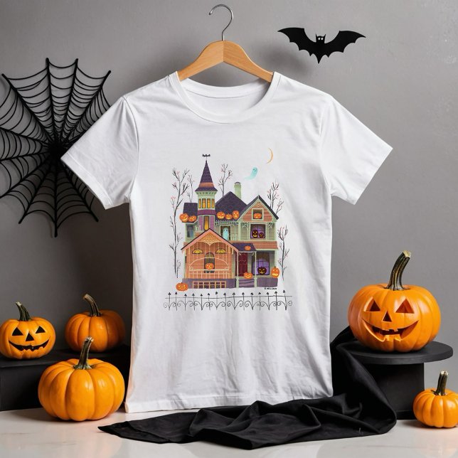 T-shirt Halloween Maison hantée Blanc enfant (Créateur téléchargé)