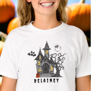 T-shirt Halloween Maison hantée Personnalisée Cute Éffraya