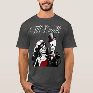 T-shirt Halloween Mariage Gothique Mariée Groom Skeleton J