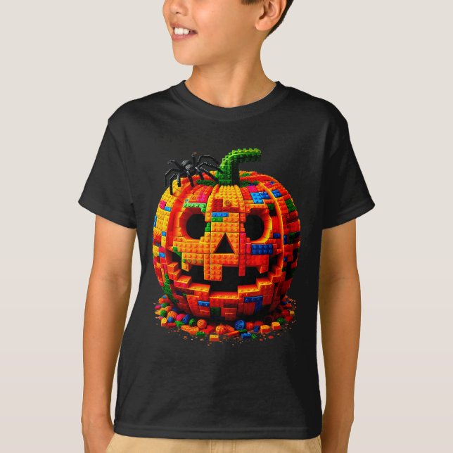 T-shirt Halloween Master Builder Pumpkin Kids Building Blo (Devant)