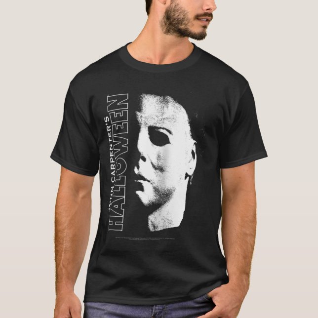 T-shirt Halloween Michael Myers Grand Visage Raglan Baseba (Devant)