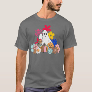 T-shirt Halloween mignon Fantôme Avec Beau Jardin375