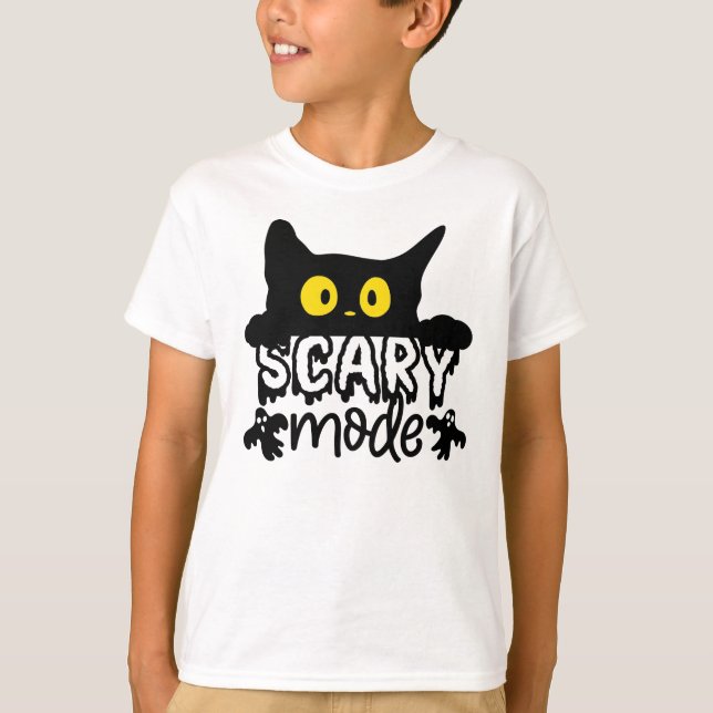 T-shirt Halloween Mode d'effroi Chat effrayé (Devant)