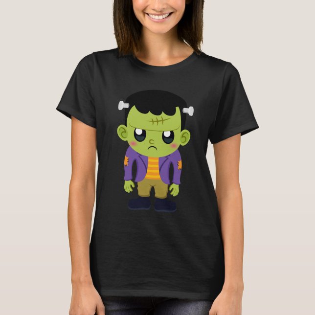 T-shirt Halloween monstre Frankenstein Green (Devant)