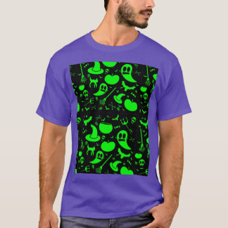 T-shirt Halloween Motif noir lumière réactive graphique
