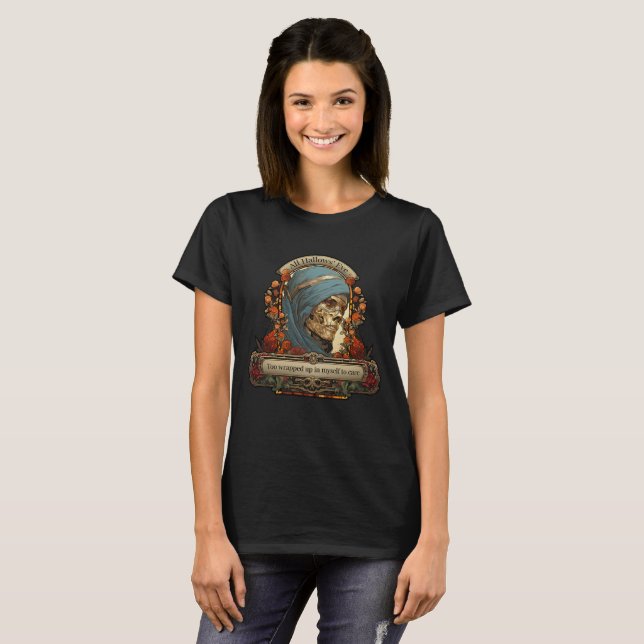 T-shirt Halloween Mummy Skeleton Drôle Citation Personnali (Devant entier)