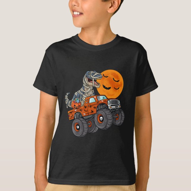 T-shirt Halloween Mummy T Rex Monster Truck Boys Enfants A (Devant)