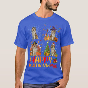 T-shirt Halloween Noël Drôle Collie à poil dur Chien Hallo