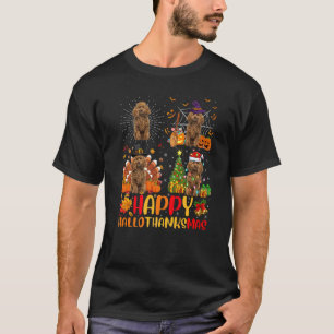 T-shirt Halloween Noël Jouet Caniche Chien Hallothanksmas