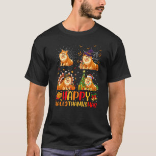 T-shirt Halloween Noël Pomeranian Chien Hallothanksmas