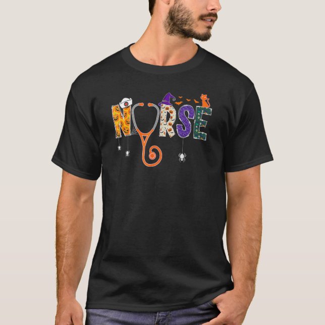 T-shirt Halloween Nurse Nursing CNA RN LPN Halloween Cat M (Devant)