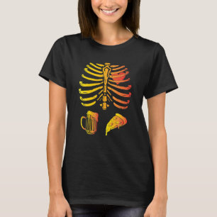 T-shirt Halloween Papa Skeleton Pizza Bière Grossesse drôl